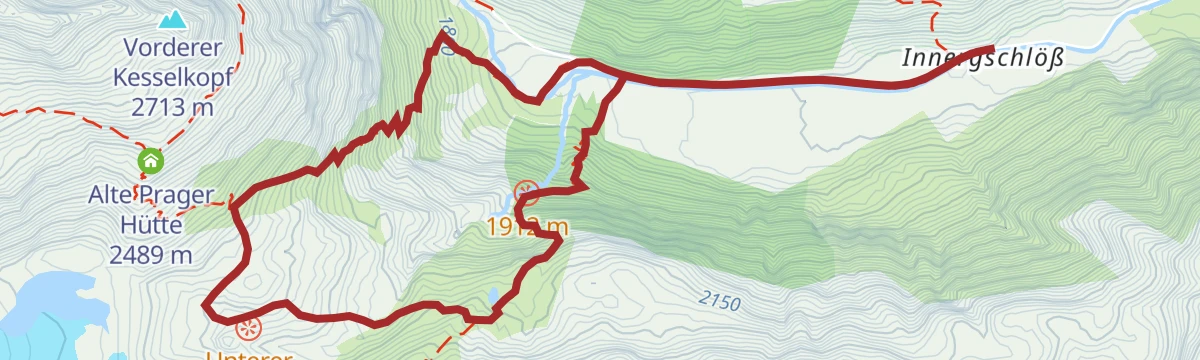 Route map: Gletscherweg Innergschlöss / Schlatenkees